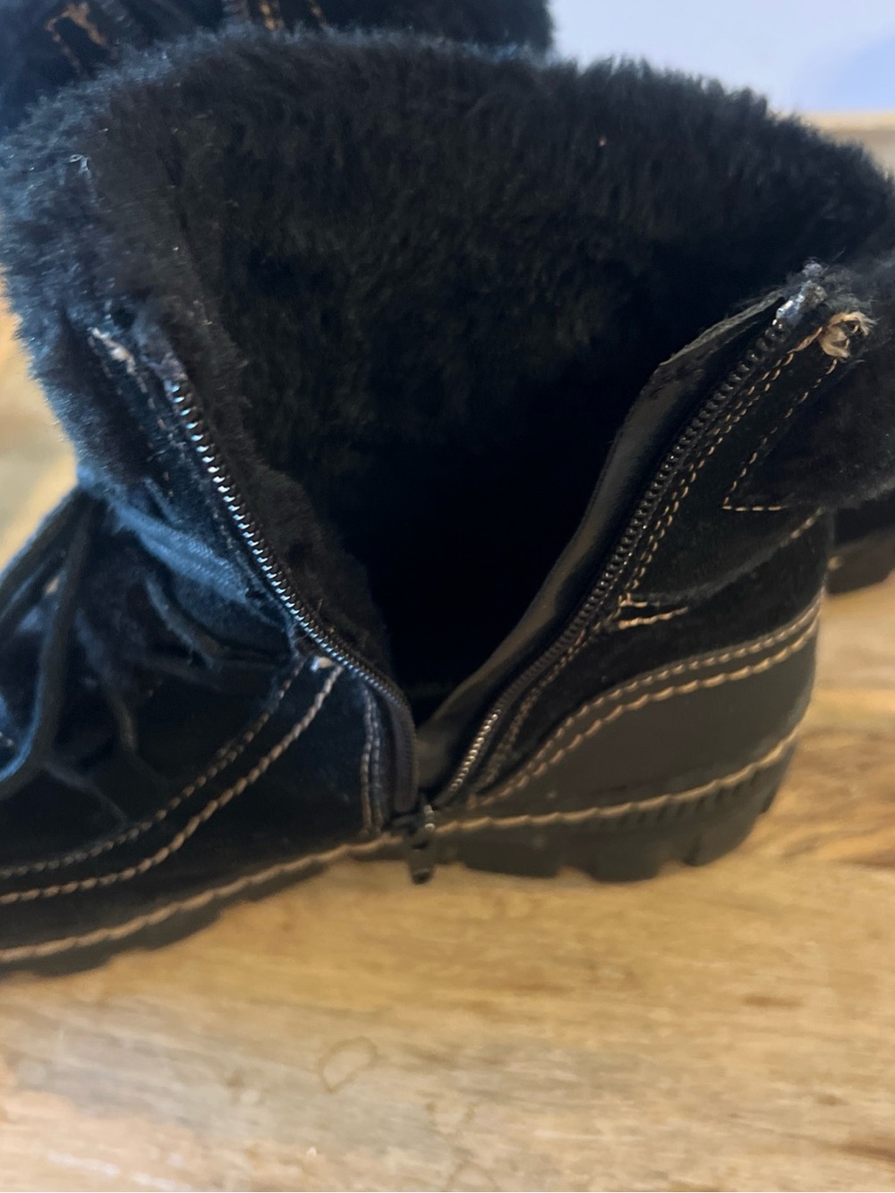 BareTraps Black Faux Fur Lace-Up Ankle Boots - Picture 7 of 11
